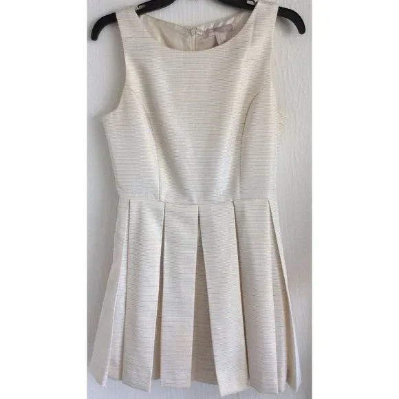 Forever 21 | Dresses | Forever 2 Size S Dress Very Pretty Fully Lined White  Wth Gold Stripes | Poshmark